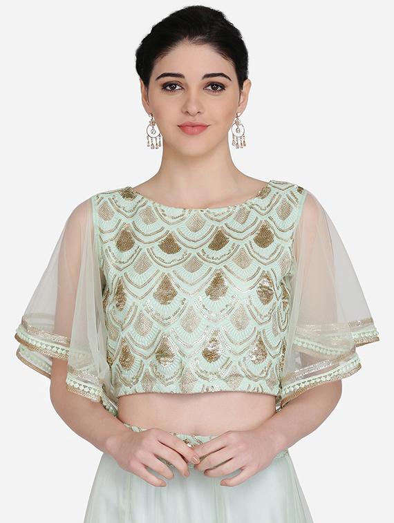 flared sleeves embroidered blouse - 16957810 - Zoom Image - 1