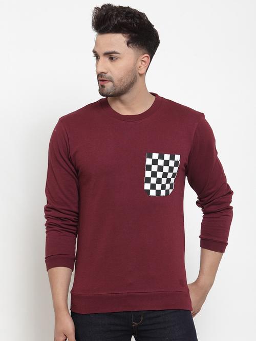 maroon solid pocket t-shirt - 16957839 - Standard Image - 1