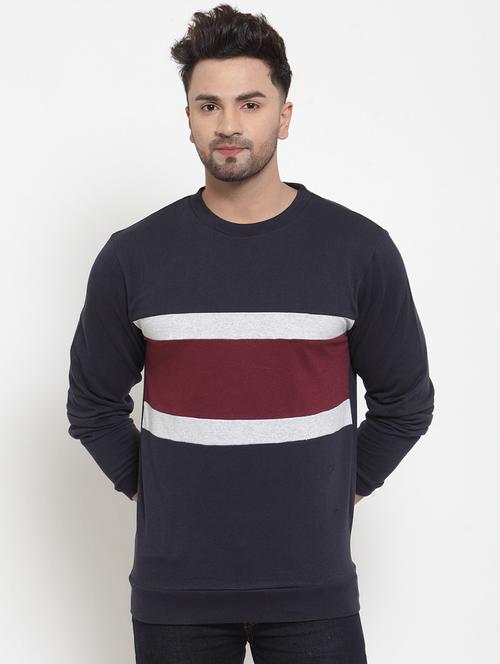 navy blue color block t-shirt - 16957843 - Standard Image - 1