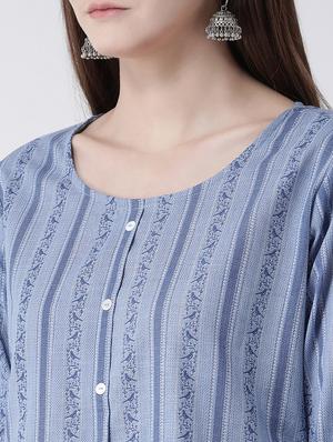 striped a-line kurta - 16957863 - Standard Image - 5