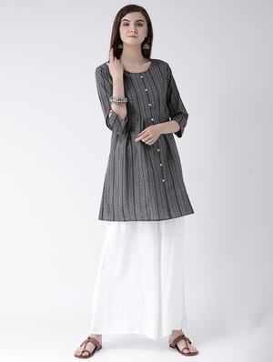 striped a-line kurta - 16957866 - Standard Image - 4
