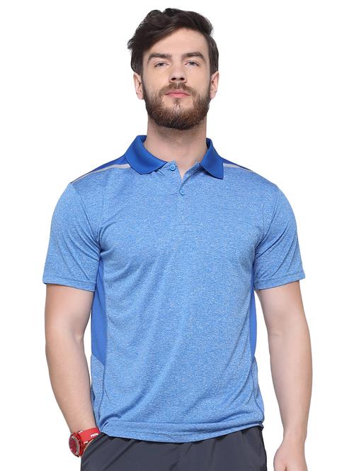 blue solid polo t-shirt - 16957867 - Standard Image - 1