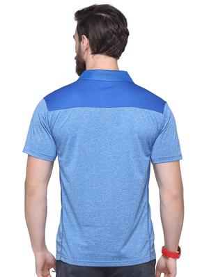 blue solid polo t-shirt - 16957867 - Standard Image - 3