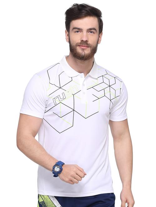 white printed polo t-shirt - 16957869 - Standard Image - 1
