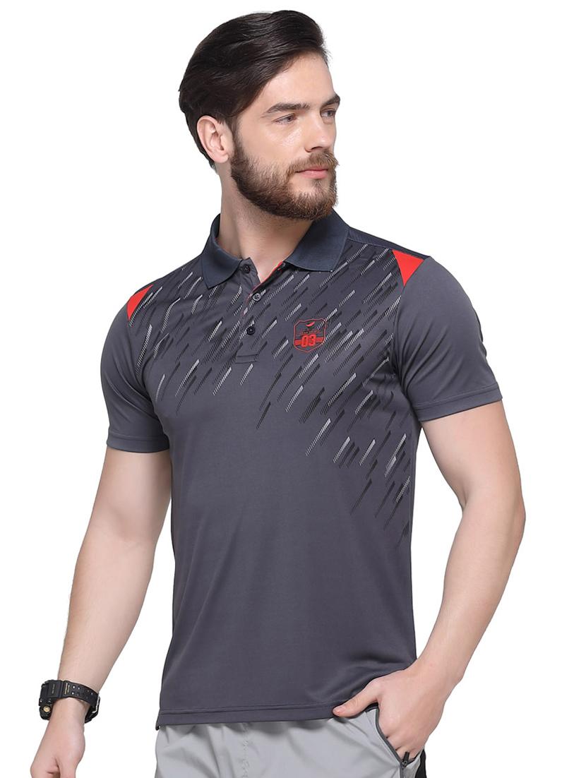 grey printed polo t-shirt - 16957871 - Zoom Image - 2