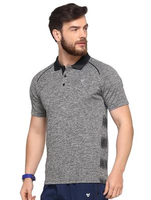 grey solid polo t-shirt - 16957877 - Standard Image - 2