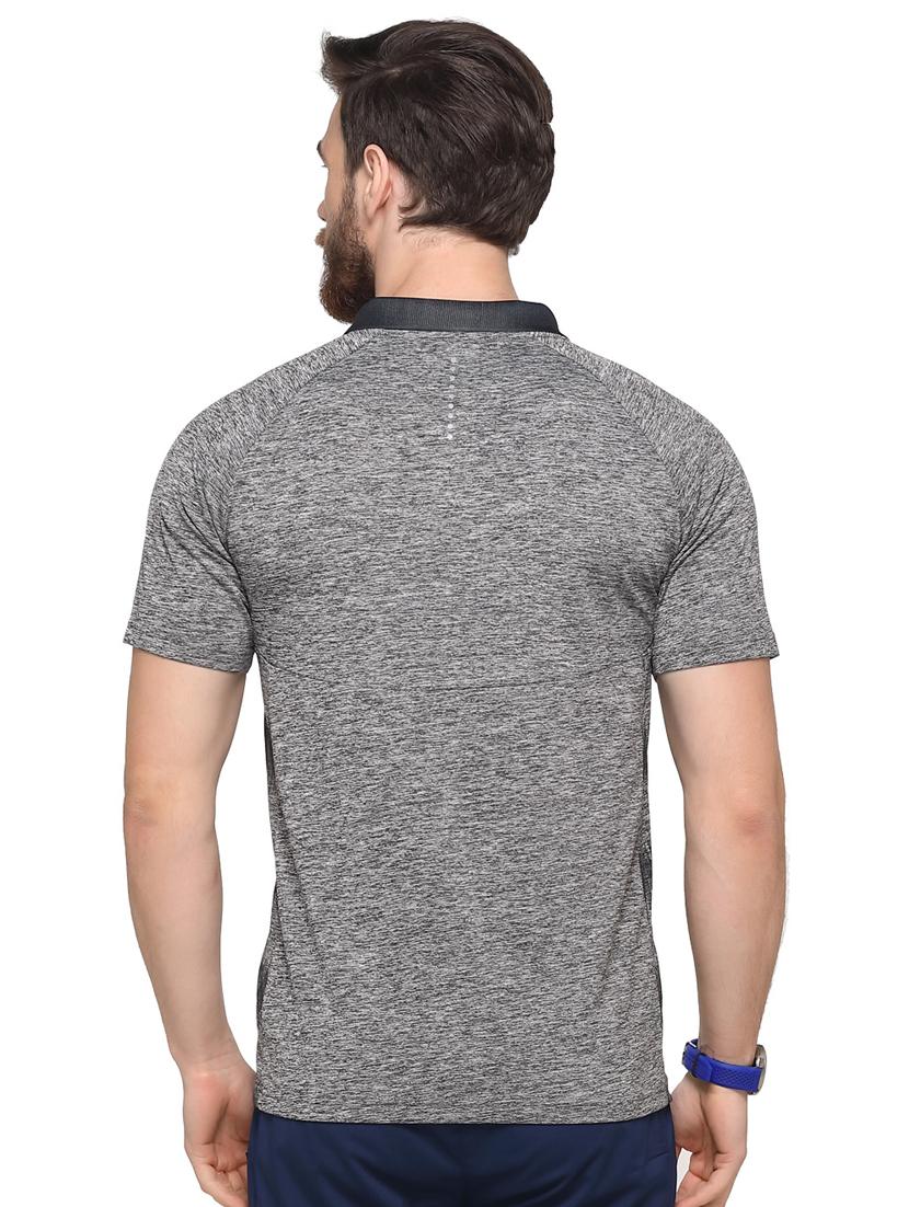grey solid polo t-shirt - 16957877 - Zoom Image - 3