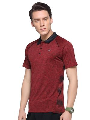 maroon solid polo t-shirt - 16957878 - Standard Image - 2