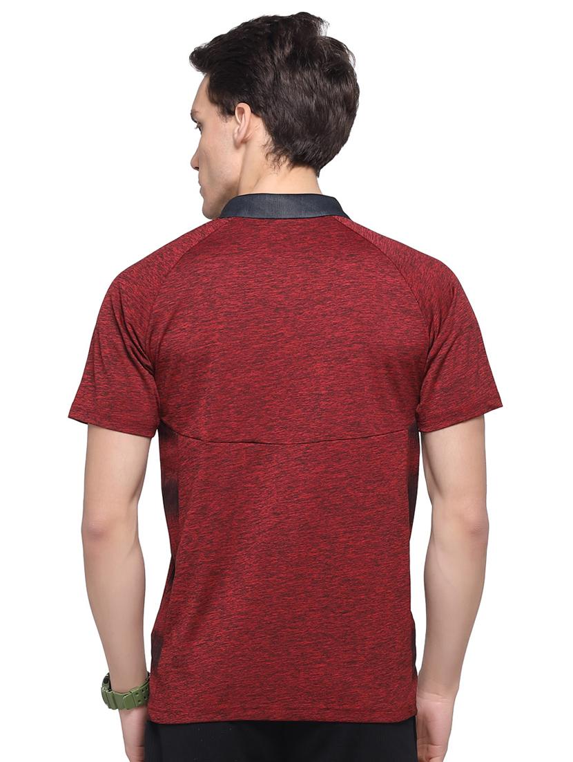 maroon solid polo t-shirt - 16957878 - Zoom Image - 3