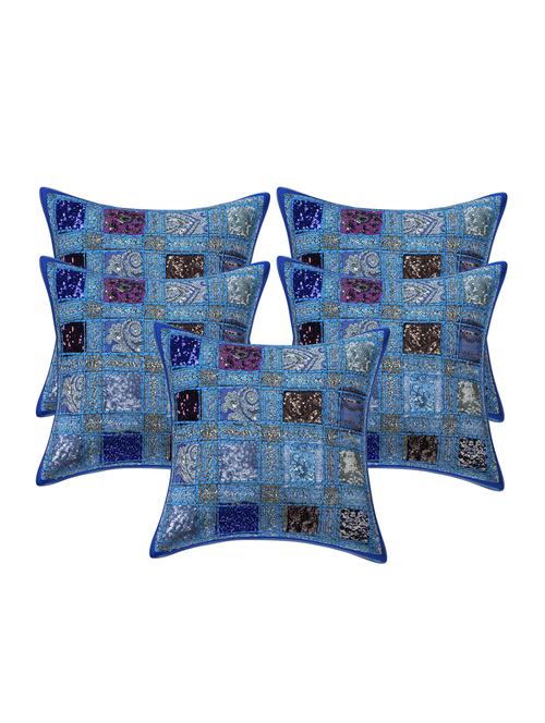 patchwork embroidery cushion covers (set of 5) - 16957891 - Standard Image - 1