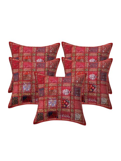 patchwork embroidery cushion cover (set of 5) - 16957892 - Standard Image - 1