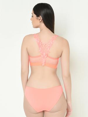 styled back bra with mesh detail panty set - 16958015 - Standard Image - 3