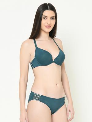 styled back bra with mesh detail panty set - 16958016 - Standard Image - 2