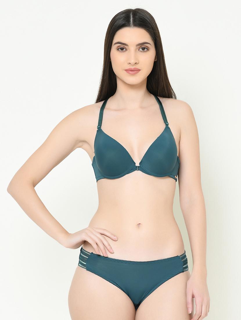 styled back bra with mesh detail panty set - 16958016 - Zoom Image - 1
