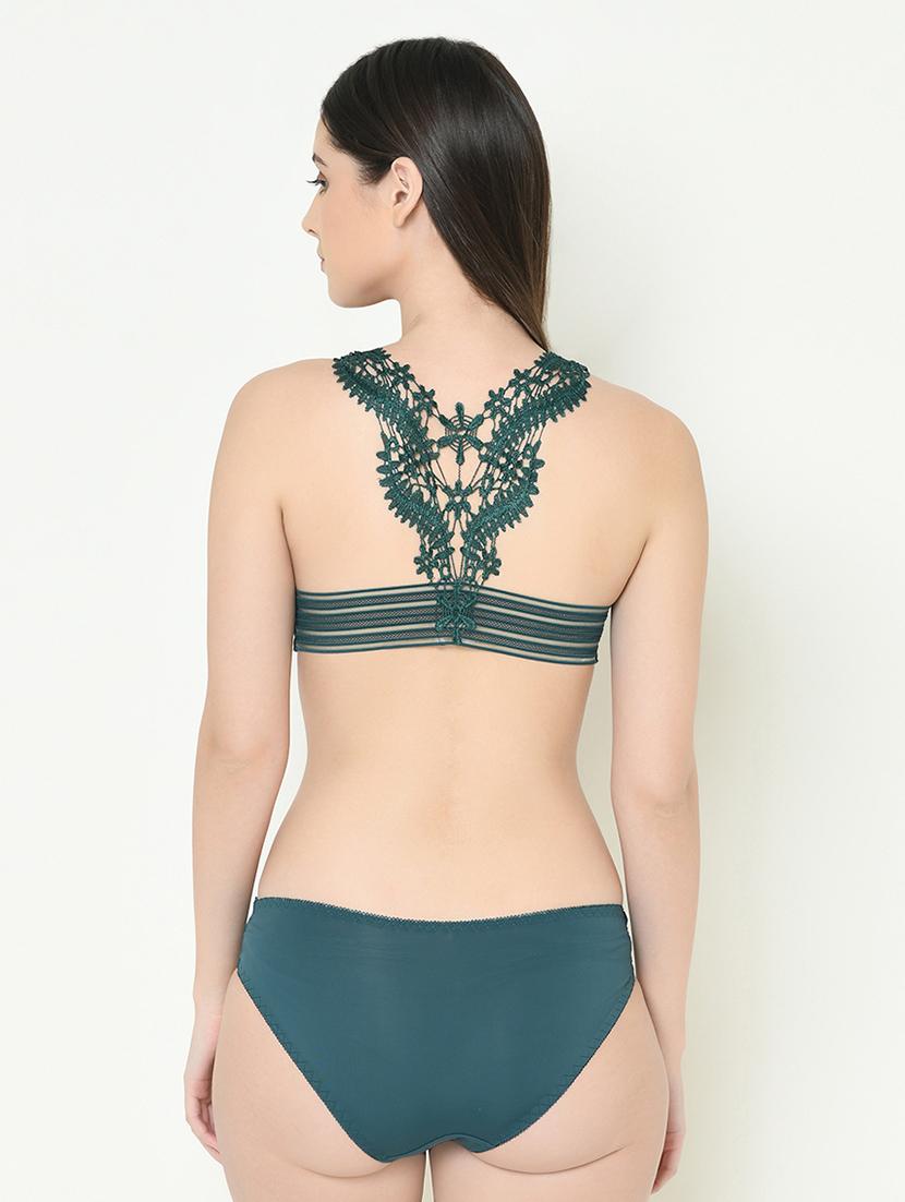styled back bra with mesh detail panty set - 16958016 - Zoom Image - 3