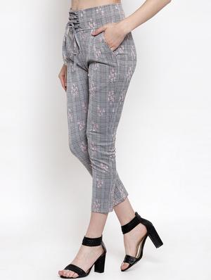 tie up waist checkered jeggings - 16958150 - Standard Image - 2