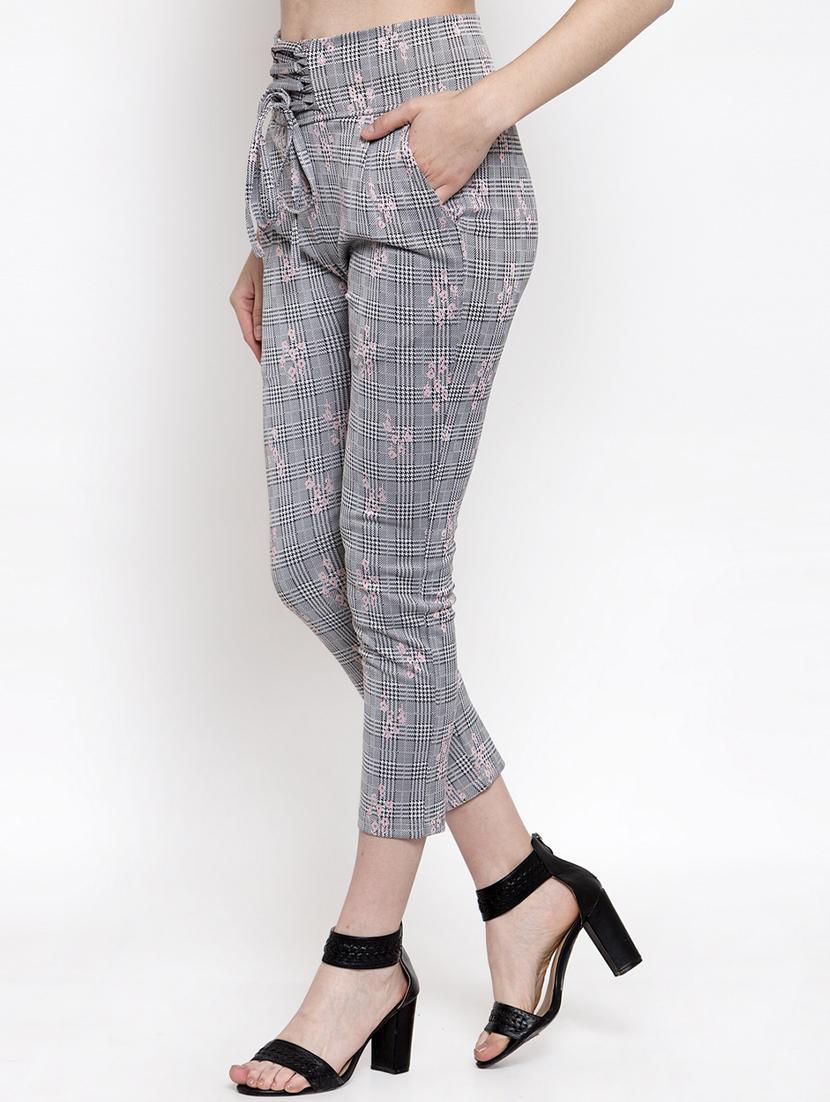 tie up waist checkered jeggings - 16958150 - Zoom Image - 2