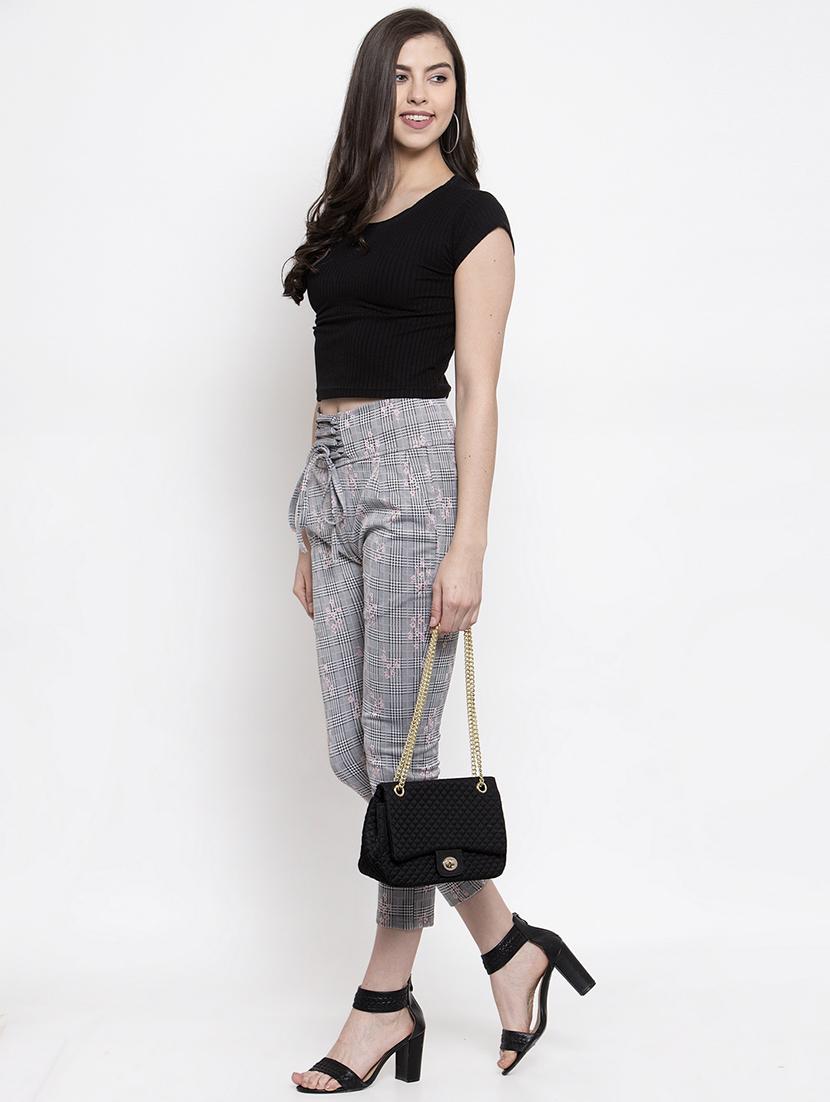 tie up waist checkered jeggings - 16958150 - Zoom Image - 4