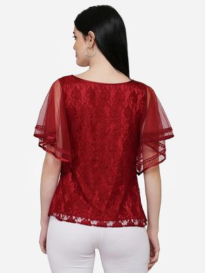 flutter sleeves laced top - 16958171 - Standard Image - 3
