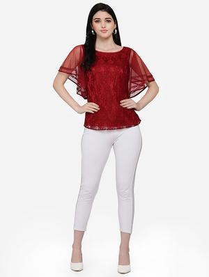 flutter sleeves laced top - 16958171 - Standard Image - 4