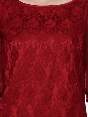 flutter sleeves laced top - 16958171 - Standard Image - 5