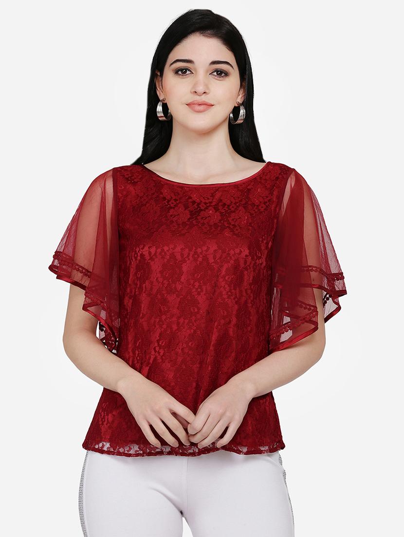 flutter sleeves laced top - 16958171 - Zoom Image - 1