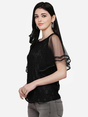 flutter sleeves laced top - 16958172 - Standard Image - 2