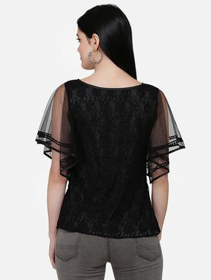 flutter sleeves laced top - 16958172 - Standard Image - 3