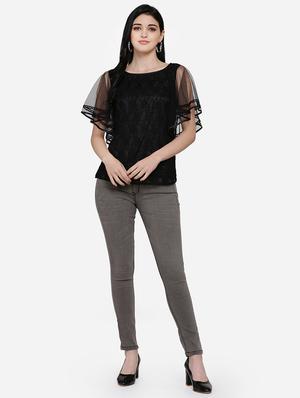 flutter sleeves laced top - 16958172 - Standard Image - 4