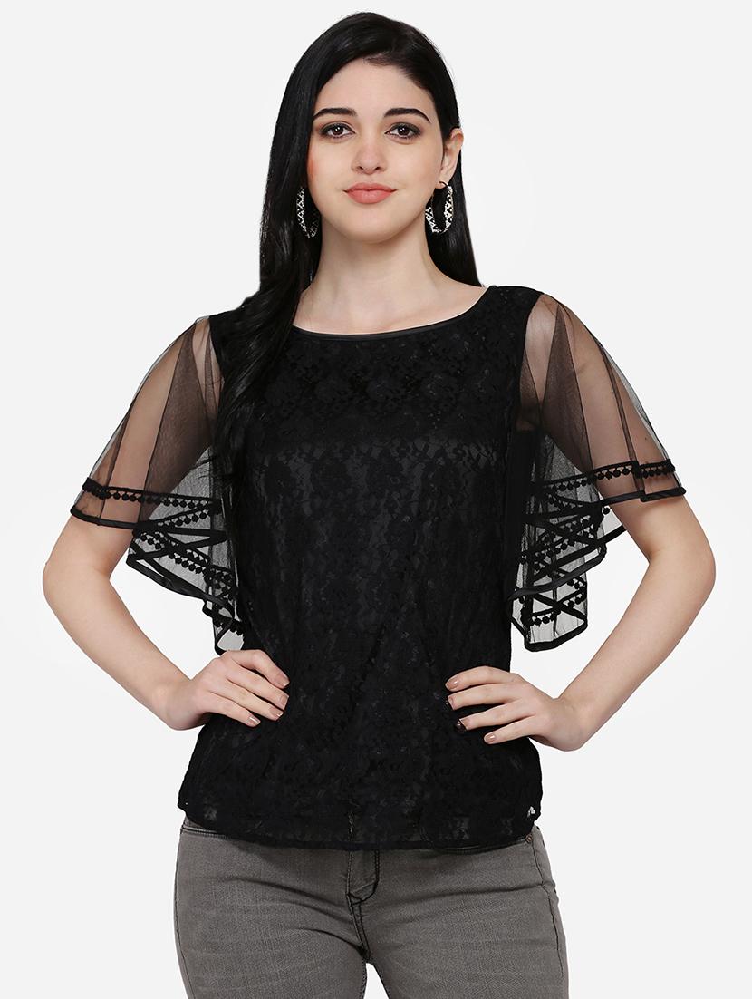 flutter sleeves laced top - 16958172 - Zoom Image - 1