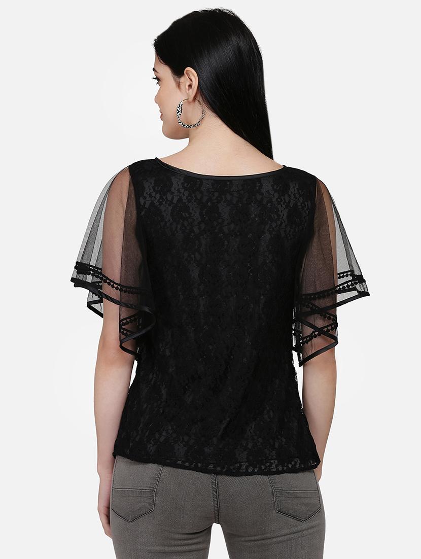 flutter sleeves laced top - 16958172 - Zoom Image - 3