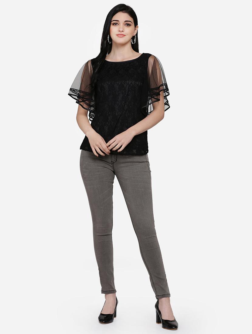 flutter sleeves laced top - 16958172 - Zoom Image - 4