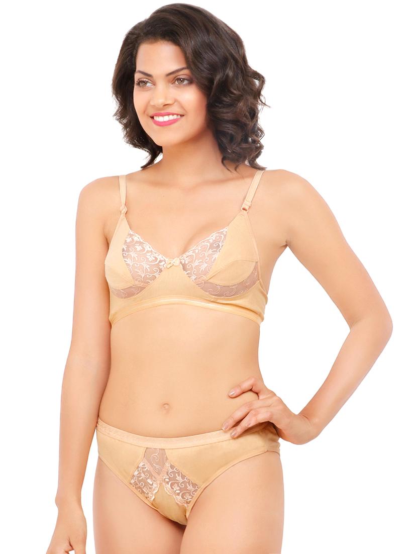 laced panel bra & panty set - 16958236 - Zoom Image - 1