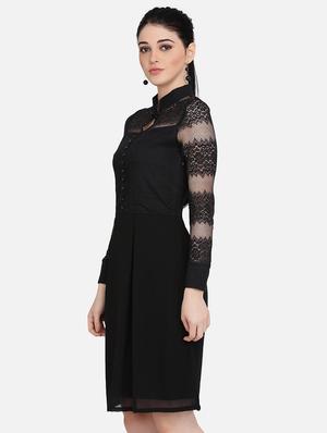 lace panel flared dress - 16958242 - Standard Image - 2