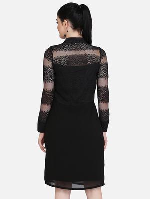 lace panel flared dress - 16958242 - Standard Image - 3