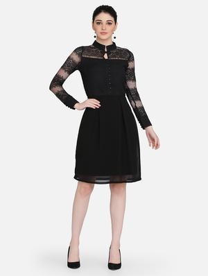 lace panel flared dress - 16958242 - Standard Image - 4