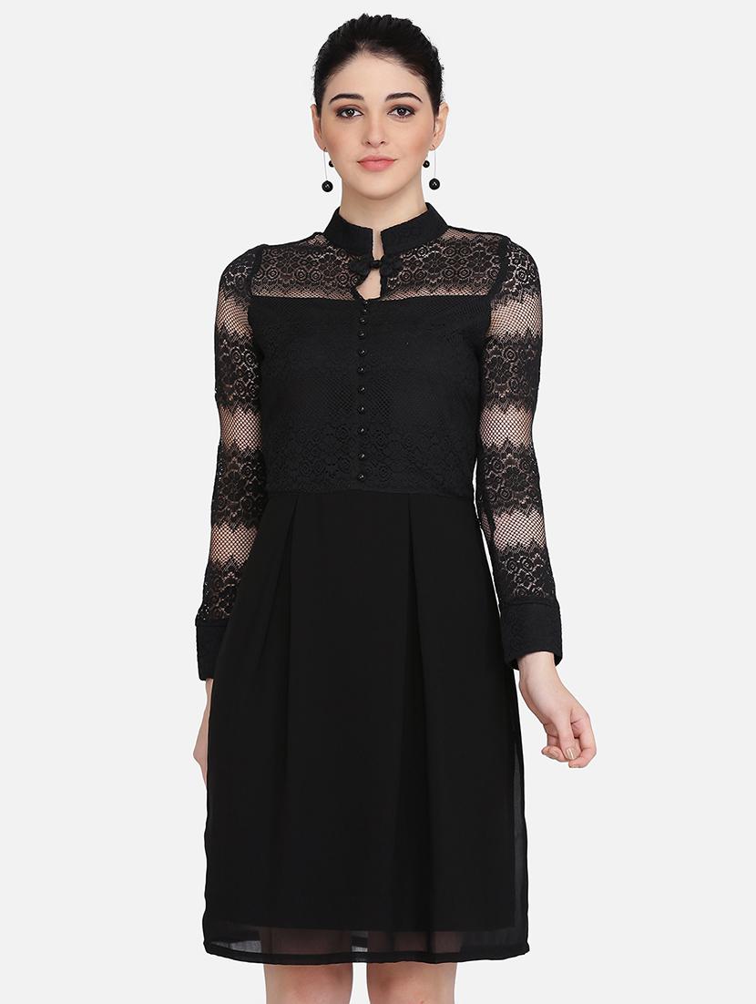 lace panel flared dress - 16958242 - Zoom Image - 1