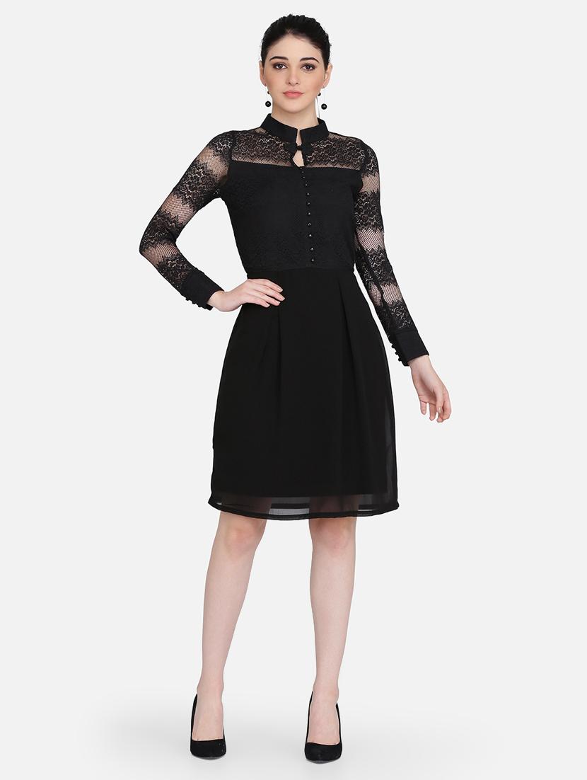 lace panel flared dress - 16958242 - Zoom Image - 4