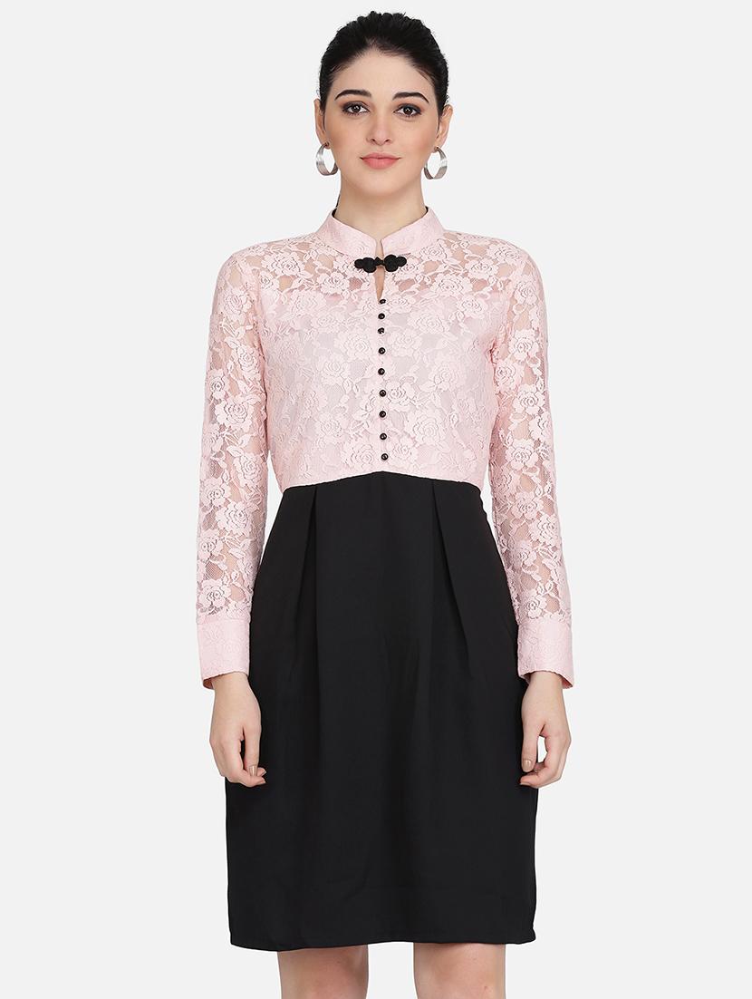lace panel a-line dress - 16958243 - Zoom Image - 1