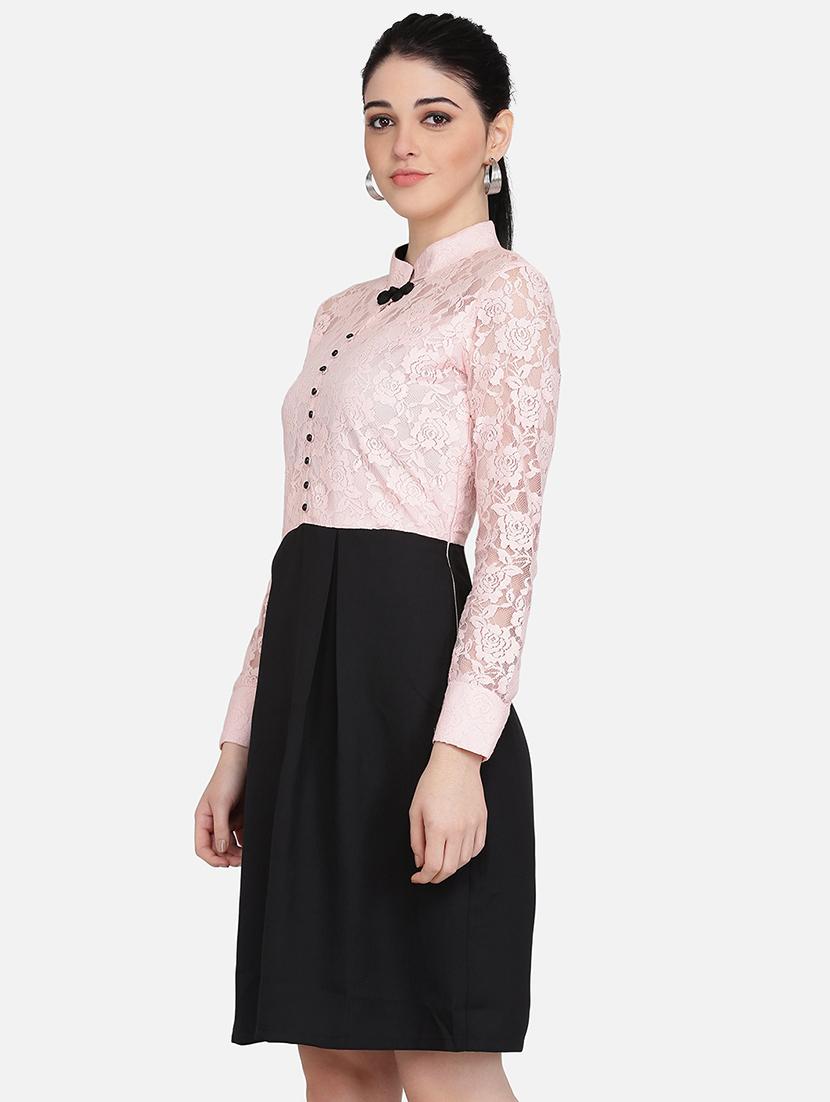 lace panel a-line dress - 16958243 - Zoom Image - 2