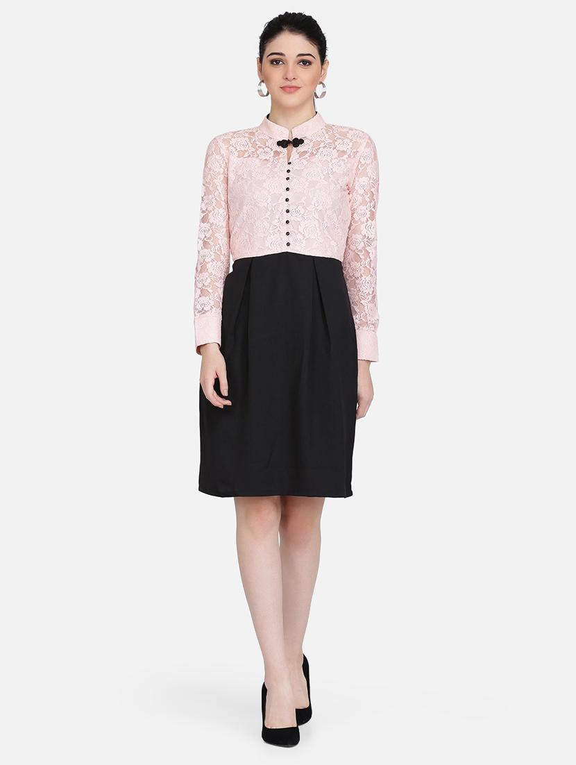 lace panel a-line dress - 16958243 - Zoom Image - 4