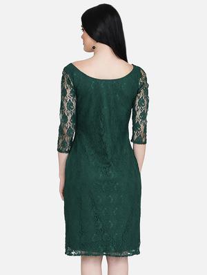 round neck laced sheath dress - 16958245 - Standard Image - 3