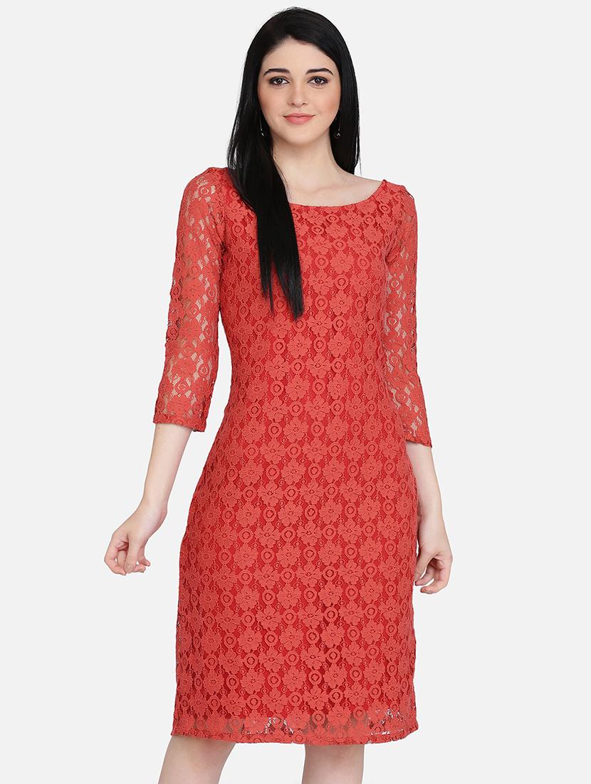 round neck laced sheath dress - 16958246 - Zoom Image - 1