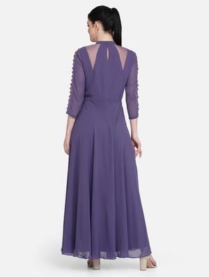 mock neck lace panel gown - 16958261 - Standard Image - 3