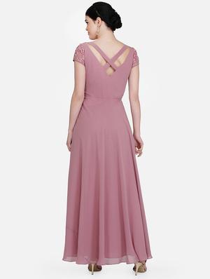 embroidered panel party gown - 16958262 - Standard Image - 3