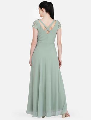 embroidered panel party gown - 16958263 - Standard Image - 3