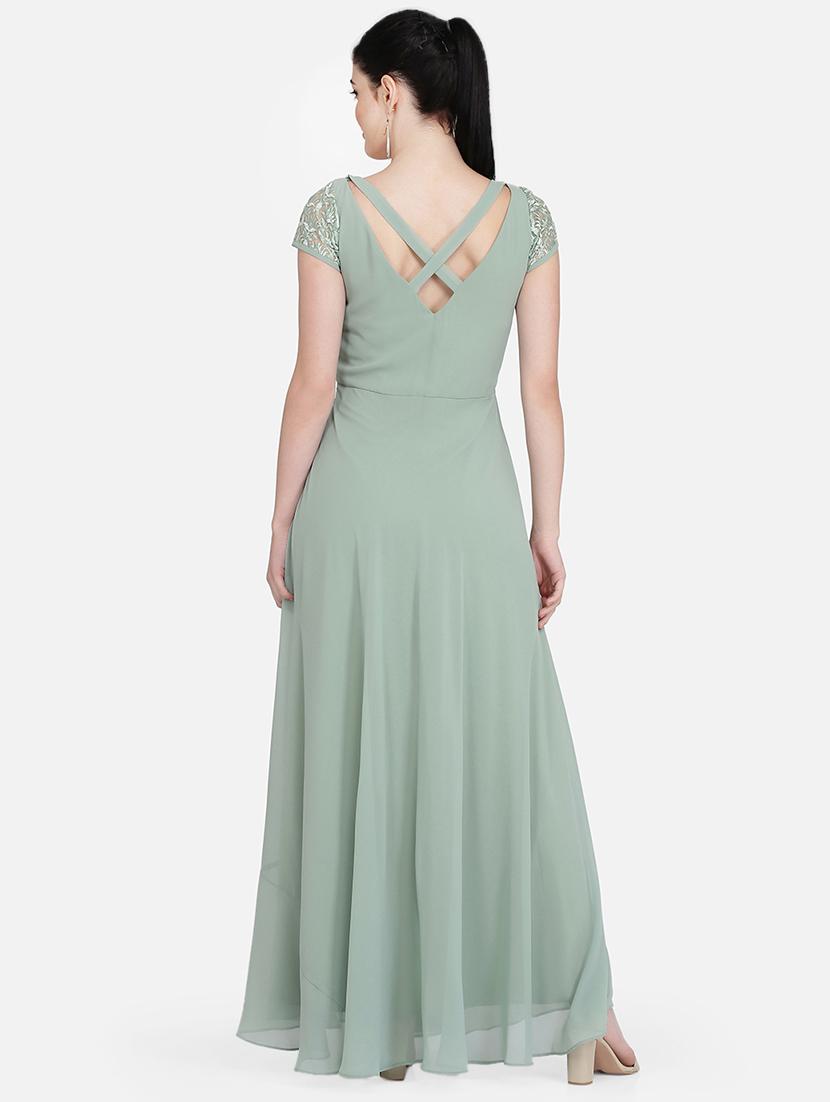 embroidered panel party gown - 16958263 - Zoom Image - 3