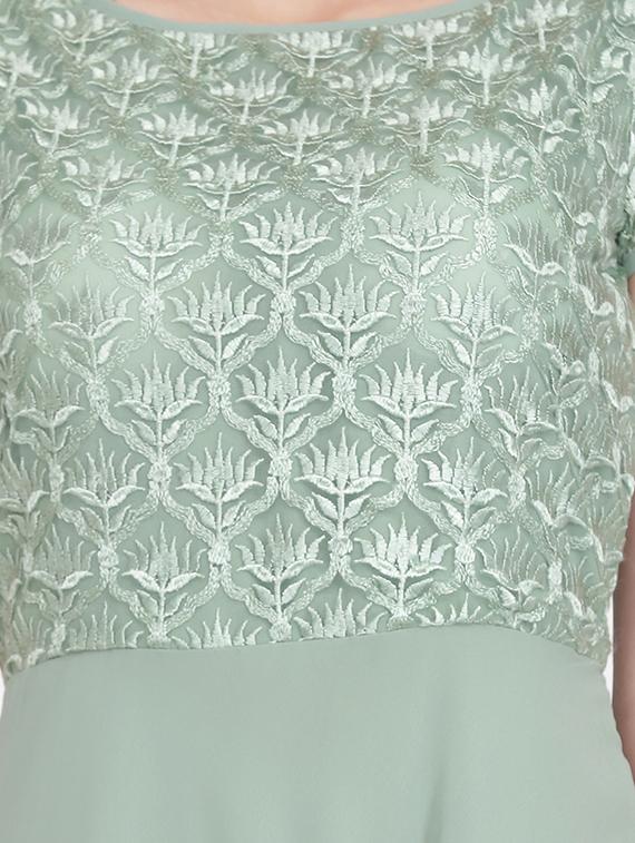 embroidered panel party gown - 16958263 - Zoom Image - 4