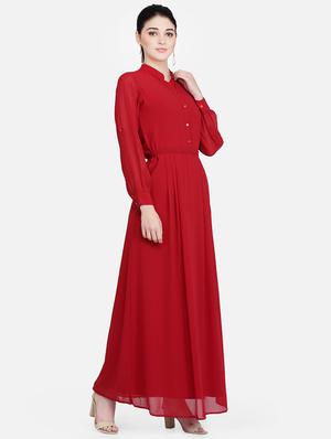 mandarin neck maxi dress - 16958266 - Standard Image - 2