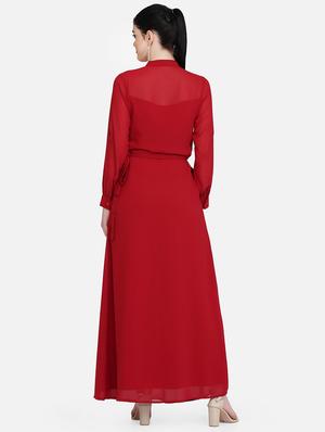 mandarin neck maxi dress - 16958266 - Standard Image - 3